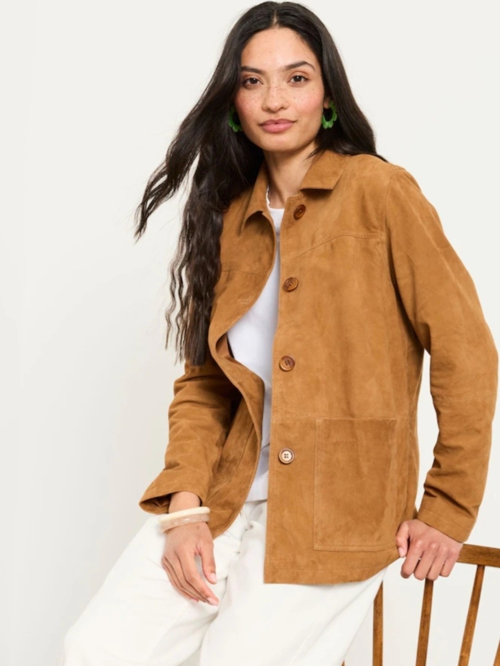 Market & Spruce NWT Suede Button-Front Jacket — Camel/Tan